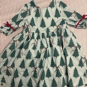 Pink Chicken Green Tree Print Dress